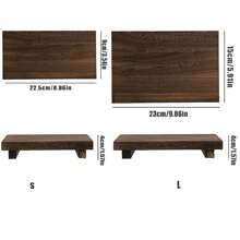 1 Pc Wooden Bathroom Countertop Tray, Striped Soap Holder & Candle Holder Display Stand - Wooden Bathroom Tray, Kitchen Display Tray - Coffee Brown - View 3