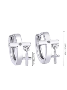 1 par de brincos da moda, primavera/verão, estilo casual e descolado com sobreposição em forma de cruz, adequado para uso diário masculino, passeios, trabalho, um ótimo presente de aniversário para amigos