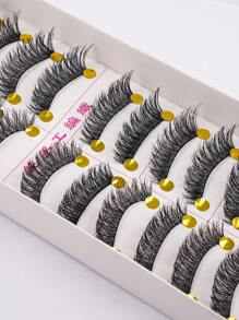 New Arrival Taiwan Classic Red Lash 10-Pairs Natural Thick False Eyelashes, Best Selling, Suitable For Family Gatherings, Parties, Students, High Cost-Performance