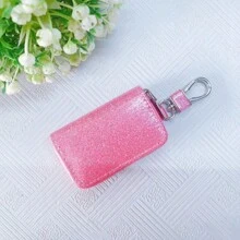 Car Key Bag Uniform Car Key Storage Bag Creative Keychain Blingbling Car Key Protector Secure Zipper Closure Protector Stylish Waist Pocket Car Key Protector Unisex For Women Mini Wallet,1pc Black & Gold PU Leather Car Key Case - Multicolor - View 14