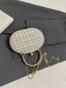 Mini modieuze minimalistische clutch tas, schoudertas, kleine geruite portemonnee voor feest en banket