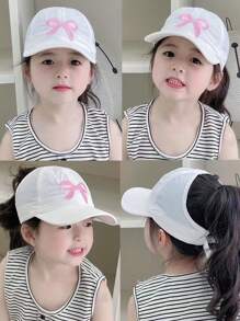 儿童棒球帽，适合扎马尾辫的女孩，适合男孩和女孩的速干帽，用于运动和防晒，夏季帽子 - 粉色 - 查看 10