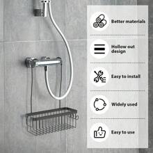 Hanging Shower Organizer, Bathroom Shower Organizer Basket, Shower Caddy Hanging, Over Door Shower Rack With Hooks, Deepened Design Shower Shelf, Space Aluminum - White - View 5