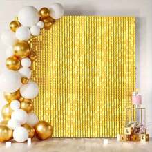 24 Glitter Wall Background Panels, Glitter Square Glitter Tiles, Plastic Mosaic, Suitable For Party And Wedding Decoration, Stage Background, Holiday Team Decoration, And Holiday Gifts, Suitable For People Aged 14 And Above - Vàng - Xem 1