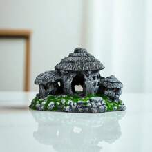 鱼缸装饰摆件-水泥草屋 - 彩色 - 查看 1
