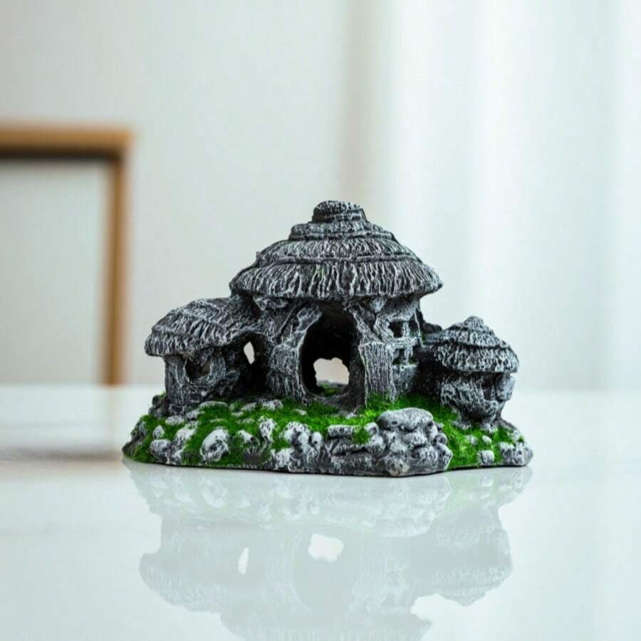 鱼缸装饰摆件-水泥草屋 - 彩色 - 查看 1