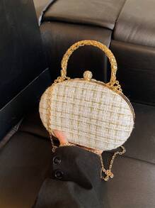 Mini modieuze minimalistische clutch tas, schoudertas, kleine geruite portemonnee voor feest en banket