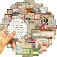 60 件复古英文笔记贴纸乙烯基美学贴纸剪贴簿、日记、笔记本电脑、保险杠、滑板、水瓶、电脑、电话、卡通、安全帽、汽车贴纸和贴花 - 彩色 - 查看 5