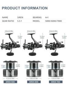 BILLINGS Spinning Fishing Reel,Front Rear Double Brake Carp Spinning Fishing Reel,With Anti-Reverse,10KG Max Drag,5.5:1 Gear Ratio, Suitable For Freshwater And Saltwater Fishing,Double Spool Replaceable - Multicolor - View 8