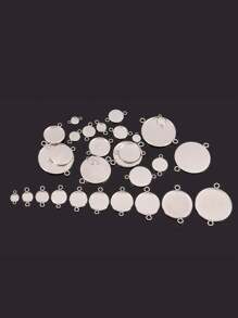 10pcs Stainless Steel Two Hole Resin Blank Base Tray Cabochon Cameo Base Setting Bezels Pendant For DIY Jewelry Necklace Bracelet Making Accessories - Blank Base - View 8