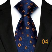 GOADAFOO Luxury 8CM Men Necktie Orange Brown Color Paisley Dot Plaid Floral Ties For Man Groom Jacquard Woven Neck Tie For Business Wedding Party - Navy - View 15