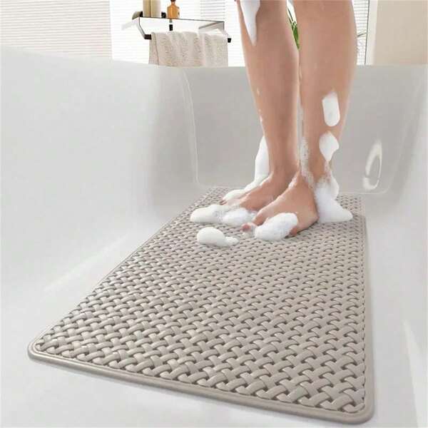 1 pieza Alfombra antideslizante para bañera y ducha con orificios de drenaje y ventosas, alfombra de baño suave y lavable a máquina, accesorios de baño, decoraciones de baño, alfombra de área de cocina, lavandería