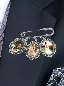 1 pieza Broche de encaje con transferencia de calor de foto personalizada, Colgante conmemorativo de graduación personalizado DIY, Colgante de foto para correa de sombrero de graduación DIY, Flor de pecho conmemorativa, Insignia ovalada de pecho conmemorativa personalizada como regalo - Multicolor - Ver 16