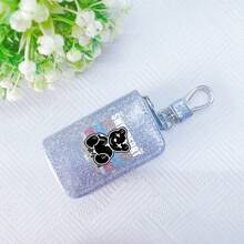 Car Key Bag Uniform Car Key Storage Bag Creative Keychain Blingbling Car Key Protector Secure Zipper Closure Protector Stylish Waist Pocket Car Key Protector Unisex For Women Mini Wallet,1pc Black & Gold PU Leather Car Key Case - Multicolor - View 100