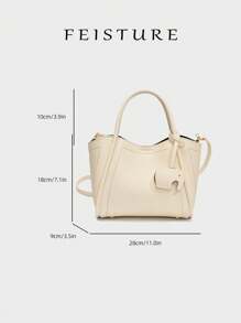 1pc FEISTURE Faux Leather Plain Bucket Bag, Lychee Grain MotherAnd- Tote Bag With Adjustable Shoulder Strap And Magnetic Closure, Suitable For , Ladies, College Students, Young Professionals, Ideal For Work, Business, Commuting, School