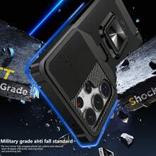 Military Industry Anti-Fall Compatible With IPhone 16 Pro Max/15 Pro Max/14 Pro Max/13 Pro Max/12 Pro Max/11 Pro Max/XS Max/7/8 Plus Phone Case With Card Slot + 360° Rotating Stand Rugged Military-Grade Drop Protection Phone Case + Ring Holder Series + Premium Craftsmanship + Complete Phone Case Set, Compatible With Samsung S25 Ultra/S22/S23/S24 + A04/A05/A14/A15/A24/A25/A34/A54 S, Also Compatible With OPPO VIVO Redmi Note 11/12 Pro Waterproof Shockproof Scratch Resistant - Black - View 4