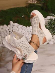 Women's Athletic Sandals, New Summer Outdoor Slippers Casual Soft Bottom Flat Fairy Style Student Beach Shoes - Beige - View 4