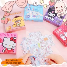 1PC Sanrio DIY100pcs Cartoon Leuke Waterdichte Hand Account Geschenkdoos Versierd Met Stickers Voor Studenten Terug Naar School Geschenken