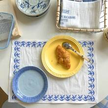 1PC Retro Rural Style Embroidered Placemat, Vintage French Style Elegant Table Mats Tablecloth, Embroidery Placemat For Daily / Festival Party, Heat-Resistant Mats, Home Dining Room Coffee Cup Coasters, Desktop Decoration Photography Props