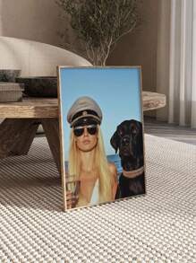 1 张时尚海报、摄影海报、船长、狗海报、帆布印刷海报、墙壁艺术、艺术墙面装饰、卧室客厅办公室家居装饰、无框架 - 藍色 - 查看 4