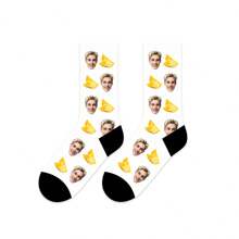 1 Pair Customized 3D Digital Heat Transfer 360° Print Face Pattern Mid-Calf Socks, Pineapple Design, Personalized, Comfortable Breathable Fashion Streetwear Socks, Suitable As Friends & Family, Couple, Holiday, Vacation Gift - Multicolor - View 12