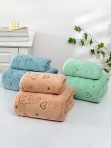 1pc Soft & Absorbent Coral Fleece Towel, Quick Dry, Romantic Love, Rose Or Butterfly Jacquard Pattern, Ideal Valentine's Day Gift For Loved One - Face Towel Or Bath Towel Shower Towels For Beauty Salon, Hotel Sports,Home Essentials, Towel, Skin Care Bath Towel Sheet - Green - View 6