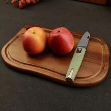 1pc Acacia Wood Outdoor Cutting Board, Portable Camping Chopping Board, Small Kitchen Cutting Board With Hanging Hole And Juice Trough, Can Cut Meat, Vegetables, Fruits, Bread, Perfect Kitchen Tool For Outdoor & Camping