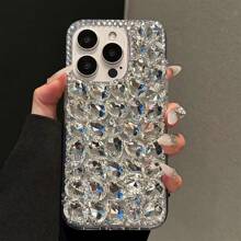 奢华全闪亮水钻镶嵌白色手机壳，兼容 14 Pro Max/ 14 Pro/ 14、 15 Pro Max/ 15 Pro/ 15、 16 Pro Max/ 16 Pro/ 16、 13、 11 和 12 女款 - 白色 - 查看 1