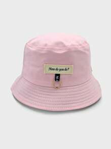 1pc Unisex "How Do You Do" Letter Patch Bucket Hat, Versatile For Spring & Summer Outdoor, UV Protection, Student, Couple, Casual Sun Hat