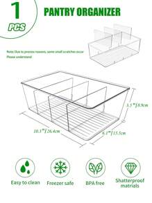 2 Packs Home Food Storage Cabinets - 4 Divided Transparent Fridge Organizers, Food Storage Cabinets And Storage Bins With Dividers - Kitchen Refrigerator Organizers For Freezers, Countertops And Cabinets - Clear - View 11
