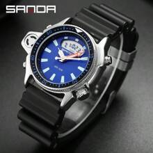 SANDA. SANDA Sport Men Quartz LED Digital Military Watch Creative Diving Watches Men Waterproof Watch Dual Display Clock Shockproof Alarm Chronograph Multifunctional Watches