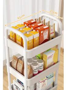 Multifunctional 3-Tier Rolling Storage Cart - Narrow Space Organizer For Kitchen, Bathroom & Laundry -Black/White - Black - View 4