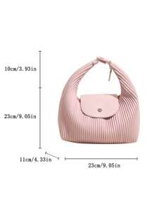 Fashionable Pleated Niche Handbag For Women, Summer New Shoulder Underarm Bag, Crossbody Square Crescent Bag - Pink - View 10