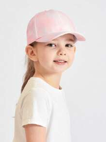 1pc Kids Plain Casual Fashion High Ponytail Visor Sun Ion Baseball Cap - White+Powder - View 3