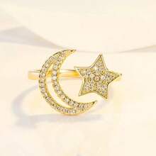 Anneaux de mariage en titane et zirconium ornés de lune et d'étoiles. Convient pour le port quotidien, les fêtes et comme cadeaux pour les festivals.