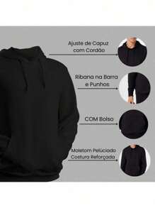 Unisex Printed Distant Dream Kangaroo Sweatshirt Streetwear Jacket Flannel Cold Weather Top Tracksuit - màu đen - Xem 3