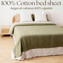 TRAMAS+ 100% 純棉床單套件，包括床單、床單和枕頭套，柔軟透氣的床上用品，透過 OEKO-TEX STANDARD 100 認證 - ✅ 24/72 小時送貨到西班牙（大陸） - 拓樸 - 查看 7