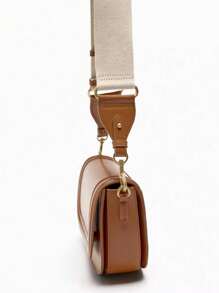 New Fashion Casual Retro Solid Color Large Capacity Adjustable Strap Multi-Function Crossbody Saddle Bag, Suitable For Parties, Shopping And Daily Use, Can Store Coins, Phones, Fit For Office Workers, College Students And Commuters As Work Bag - Brown - View 6