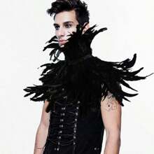 Man Feather Shawl Angel Scarf Artificial Feather Cape Shawl Shrug Shoulder Wrap Collar Cocktail Evening Dress Clothing For Prom Wear Punk Gothic Halloween Party Scarf Simulated Feathers