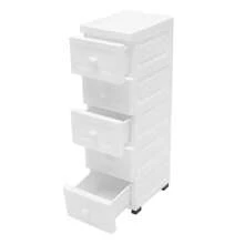 White Chest Of Drawers Narrow Cabinet With Five Drawers Mobile Storage Space With Wheels Dimensions: 25 * 34 * 82 Cm - trắng - Xem 9
