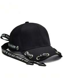 1 件时尚百搭长款飘带棒球帽，新款男女通用夏季休闲太阳帽，嘻哈风格