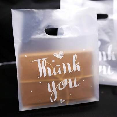 25/50pcs Thank You Plastic Gift Bags - PE Material, Waterproof, Hanging Ear Closure, Clear - Perfect For Candy, Cake, Cookies, Party Favors - Ideal Gift For Parties & Events
