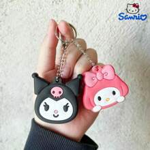 Sanrio 1pc Sanrio Key Protective Caps Set Kawaii Cinnamoroll Cartoon Silicone Key Cover Portable Keychain, Sanrio Cartoon Cartoon Character Shape, Bag Endorsement Key Chain Pendant Decoration, Holiday Birthday Valentine'S Day Preferred Uni Car Accessories Bag Charm School