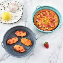 1 件装硅胶空气炸锅烘焙垫，可折叠、节省空间、耐热，适用于微波炉和烘焙，不粘烘焙工具，适用于厨房或露营