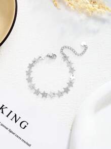 1 件时尚复古不锈钢星形链手链 - 銀色 - 查看 2