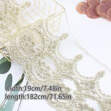 2yards Gold Thread Embroidery Lace  Characteristics Clothing Dress Decoration DIY Handmade Decorative Accessories - Gold - View 13