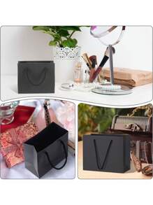 10 Sacs en papier kraft noir avec poignées, sacs cadeaux noirs, sacs cadeaux de couleur unie, petits sacs de shopping portables mini pour boutique, sacs de faveur de mariage et de fête, baby shower, anniversaire, sacs cadeaux, sacs pour demoiselles d'honneur, fête des mères, remise des diplômes