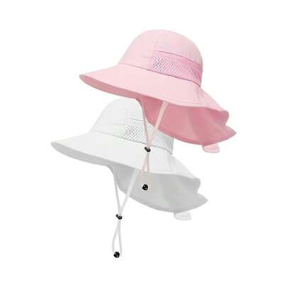 1顶男女童卡通印花渔夫帽，防晒可调节宽檐沙滩帽，适合1-6岁儿童。