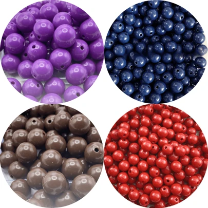 1 Pack Assorted Acrylic Round Beads In Multiple Colors & Sizes, Suitable For DIY Jewelry Making Or Craft Decorations