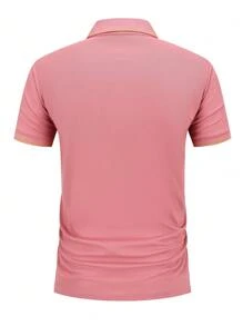(POLO Short-Sleeved Shirt) Men's Fashionable V-Neck Short-Sleeved Casual Printed Shirt In Y2K Style. It Is A Stylish Business POLO Shirt, Suitable For Casual Wear, Work, Daily Outfits, And As A Gift Choice. It Can Also Be Customized As Group Clothing. - 粉色 - 查看 3